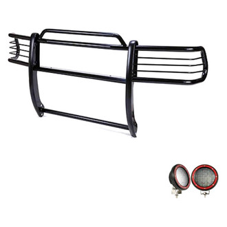 Black Horse® - Modular Design Black Grille Guard with 5.3" Red LED Lights