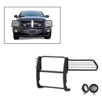 Black Horse® - Modular Design Black Grille Guard with 5.3" Black LED Lights