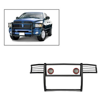 Black Horse® - Modular Design Black Grille Guard with 5.3" Red LED Lights