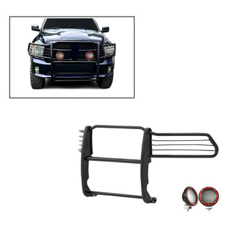 Black Horse® - Modular Design Black Grille Guard with 5.3" Red LED Lights
