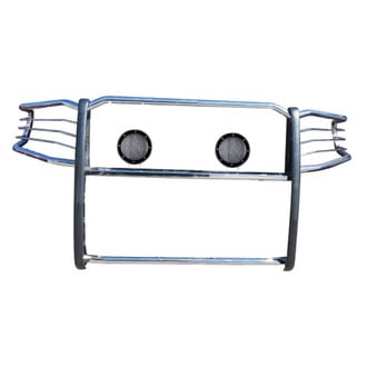 Black Horse® - Modular Design Polished Grille Guard with 5.3" Black LED Lights