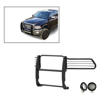 Black Horse® - Modular Design Black Grille Guard with 5.3" Black LED Lights