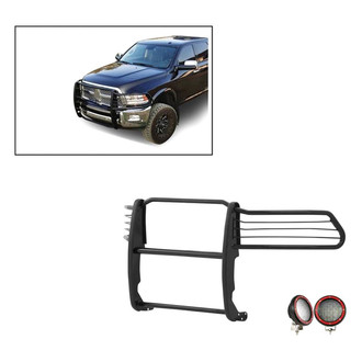 Black Horse® - Modular Design Black Grille Guard with 5.3" Red LED Lights