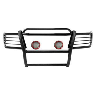 Black Horse® - Modular Design Black Grille Guard with 5.3" Red LED Lights