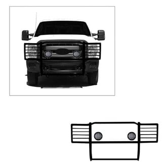 Black Horse® - Modular Design Black Grille Guard with 5.3" Black LED Lights