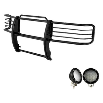 Black Horse® - Modular Design Black Grille Guard with 5.3" Black LED Lights