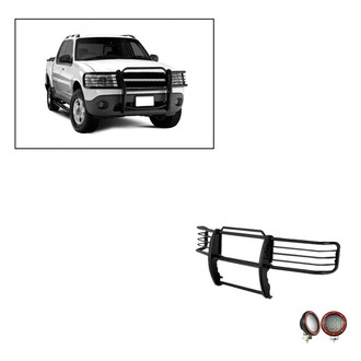 Black Horse® - Modular Design Black Grille Guard with 5.3" Red LED Lights