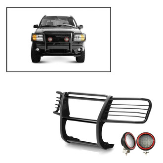Black Horse® - Modular Design Black Grille Guard with 5.3" Red LED Lights