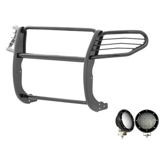 Black Horse® - Modular Design Black Grille Guard with 5.3" Black LED Lights