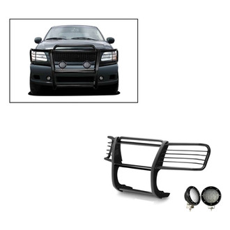 Black Horse® - Modular Design Black Grille Guard with 5.3" Black LED Lights
