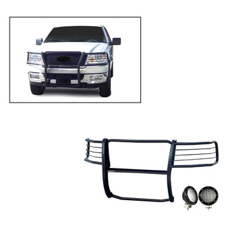 Black Horse® - Modular Design Black Grille Guard with 5.3" Black LED Lights