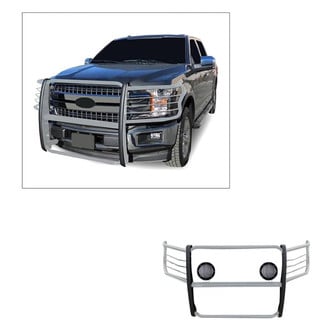 Black Horse® - Modular Design Polished Grille Guard with 5.3" Black LED Lights