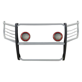 Black Horse® - Modular Design Polished Grille Guard with 5.3" Red LED Lights