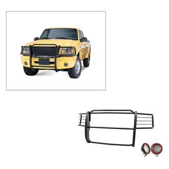 Black Horse® - Modular Design Black Grille Guard with 5.3" Red LED Lights