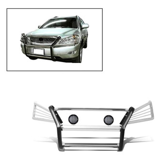 Black Horse® - Modular Design Polished Grille Guard with 5.3" Black LED Lights