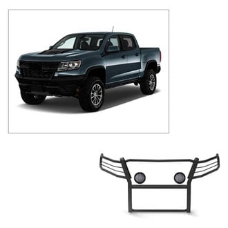 Black Horse® - Modular Design Black Grille Guard with 5.3" Black LED Lights