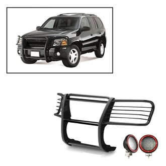 Black Horse® - Modular Design Black Grille Guard with 5.3" Red LED Lights