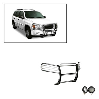Black Horse® - Modular Design Polished Grille Guard with 5.3" Black LED Lights