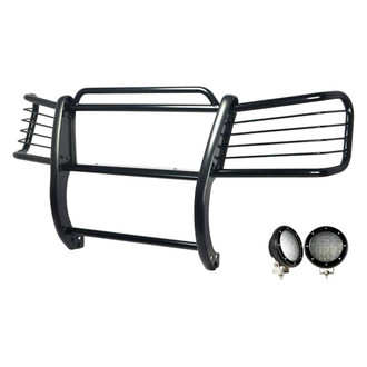Black Horse® - Modular Design Black Grille Guard with 5.3" Black LED Lights