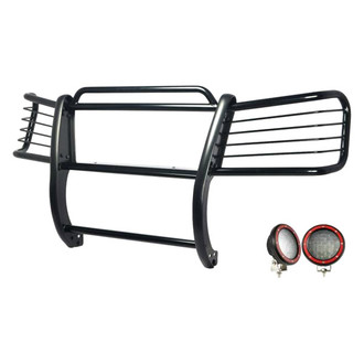 Black Horse® - Modular Design Black Grille Guard with 5.3" Red LED Lights