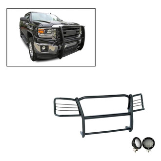Black Horse® - Modular Design Black Grille Guard with 5.3" Black LED Lights