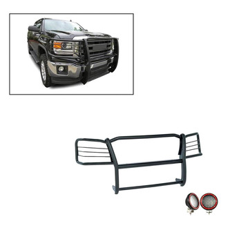 Black Horse® - Modular Design Black Grille Guard with 5.3" Red LED Lights