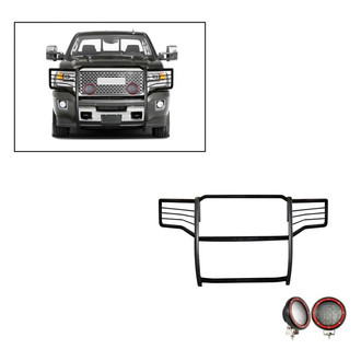 Black Horse® - Modular Design Black Grille Guard with 5.3" Red LED Lights