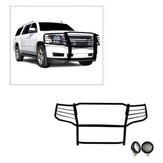 Black Horse® - Modular Design Black Grille Guard with 5.3" Black LED Lights