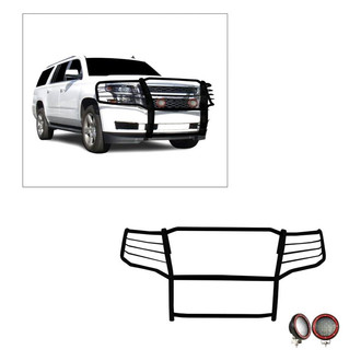 Black Horse® - Modular Design Black Grille Guard with 5.3" Red LED Lights