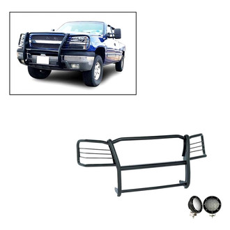 Black Horse® - Modular Design Black Grille Guard with 5.3" Black LED Lights