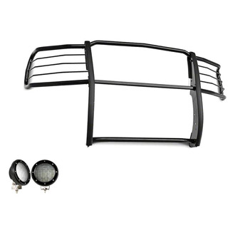 Black Horse® - Modular Design Black Grille Guard with 5.3" Black LED Lights
