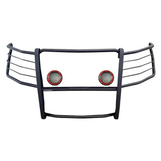 Black Horse® - Modular Design Black Grille Guard with 5.3" Red LED Lights