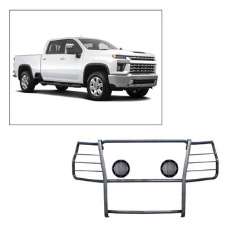 Black Horse® - Modular Design Black Grille Guard with 5.3" Black LED Lights