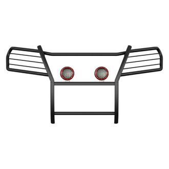 Black Horse® - Modular Design Black Grille Guard with 5.3" Red LED Lights