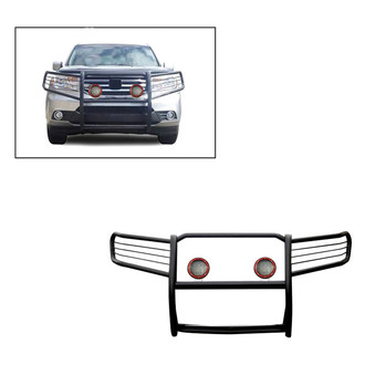 Black Horse® - Modular Design Black Grille Guard with 5.3" Red LED Lights