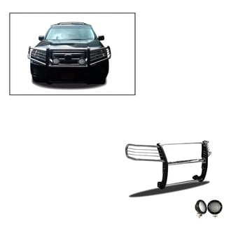 Black Horse® - Modular Design Polished Grille Guard with 5.3" Black LED Lights