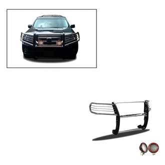 Black Horse® - Modular Design Polished Grille Guard with 5.3" Red LED Lights
