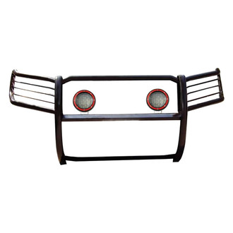 Black Horse® - Modular Design Black Grille Guard with 5.3" Red LED Lights