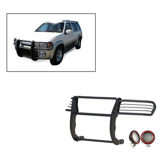Black Horse® - Modular Design Black Grille Guard with 5.3" Red LED Lights