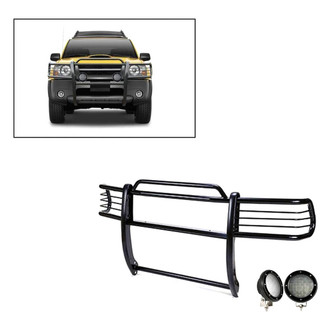 Black Horse® - Modular Design Black Grille Guard with 5.3" Black LED Lights
