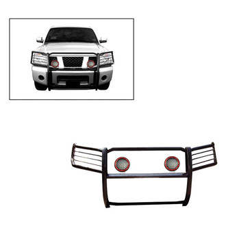 Black Horse® - Modular Design Black Grille Guard with 5.3" Red LED Lights