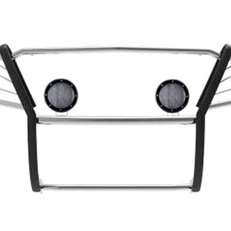 Black Horse® - Modular Design Polished Grille Guard with 5.3" Black LED Lights