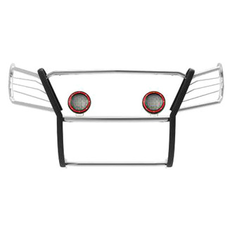 Black Horse® - Modular Design Polished Grille Guard with 5.3" Red LED Lights