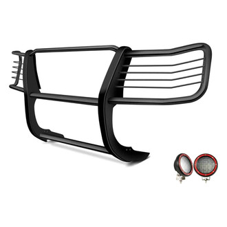 Black Horse® - Modular Design Black Grille Guard with 5.3" Red LED Lights