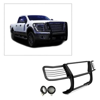 Black Horse® - Modular Design Black Grille Guard with 5.3" Black LED Lights
