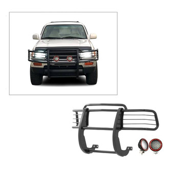 Black Horse® - Modular Design Black Grille Guard with 5.3" Red LED Lights