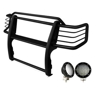 Black Horse® - Modular Design Black Grille Guard with 5.3" Black LED Lights