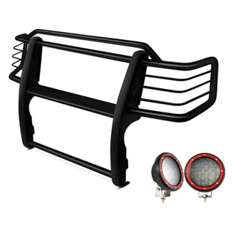 Black Horse® - Modular Design Black Grille Guard with 5.3" Red LED Lights