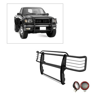 Black Horse® - Modular Design Black Grille Guard with 5.3" Red LED Lights