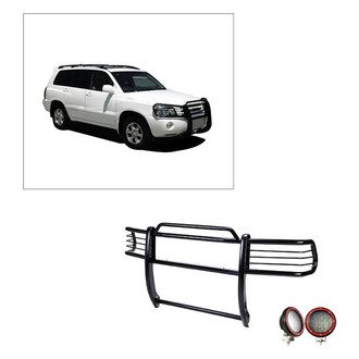 Black Horse® - Modular Design Black Grille Guard with 5.3" Red LED Lights